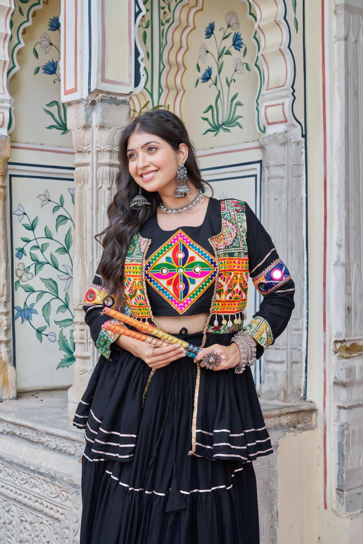 Launching Navratri Ram 120 cottan Black Lehenga choli exporters in pune